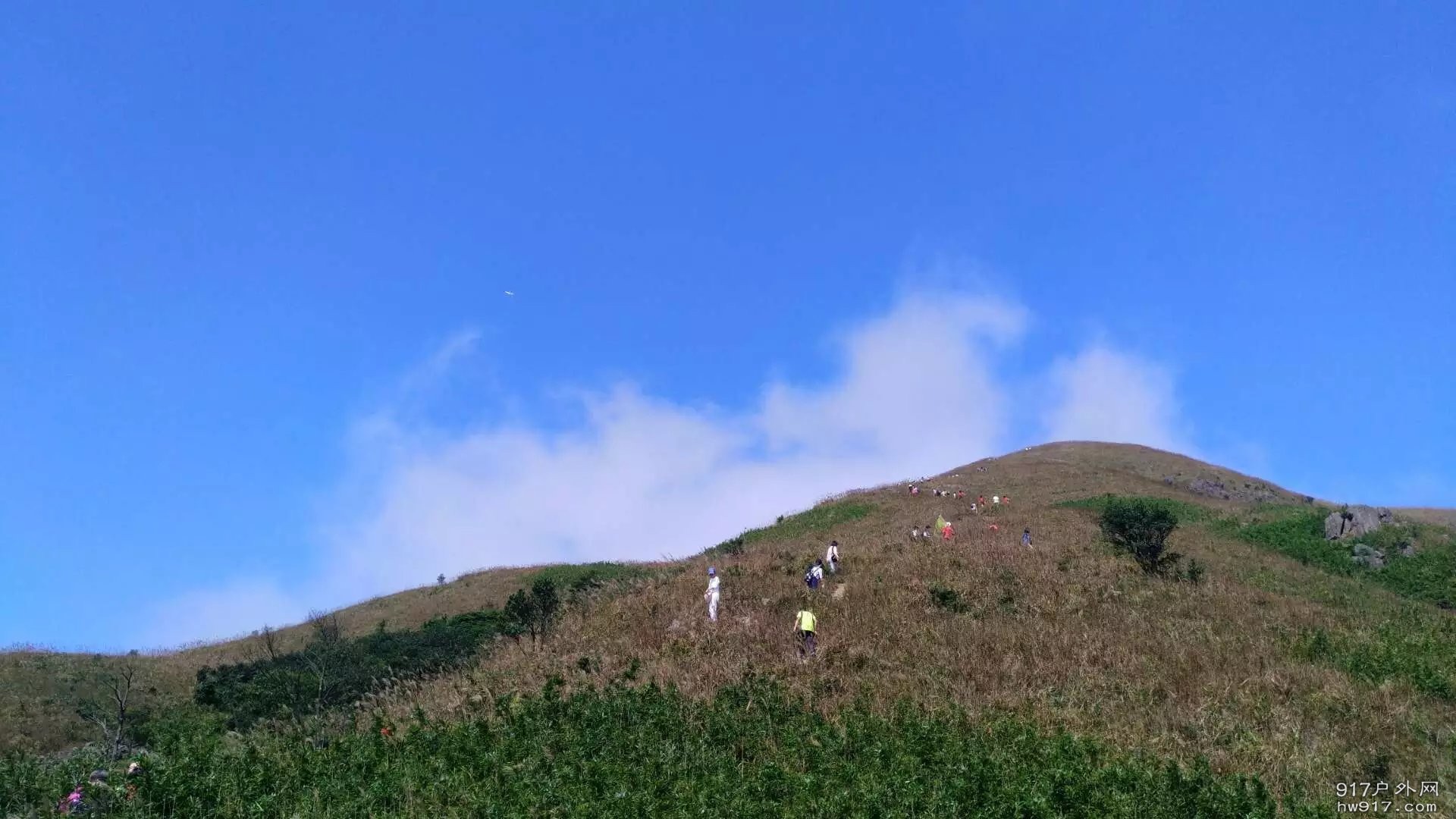 晴空万里，飞机在我们头顶划过。。。。。。