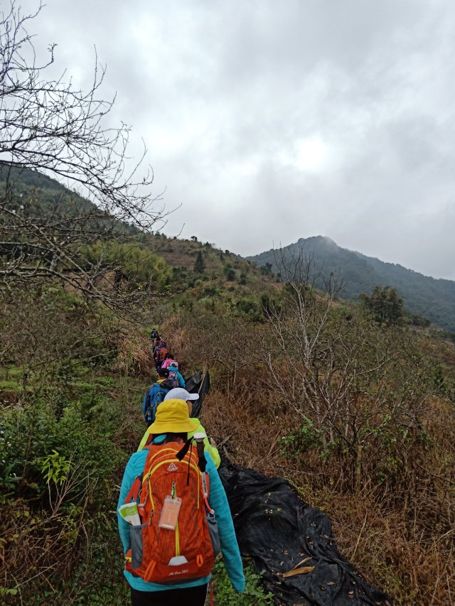 登山开始，虽然下着毛毛雨依旧没有影响我们前行的勇气。